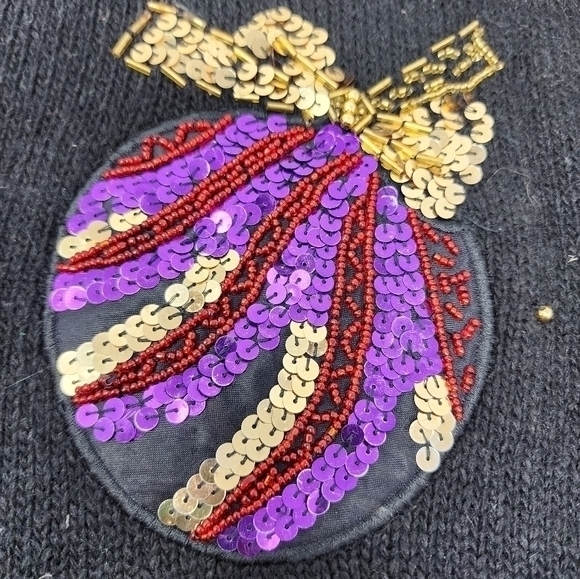 E.M.T Sequin Silk Angora Lambswool  Christmas‎ Ugly Sweater Size Medium - Picture 5 of 15